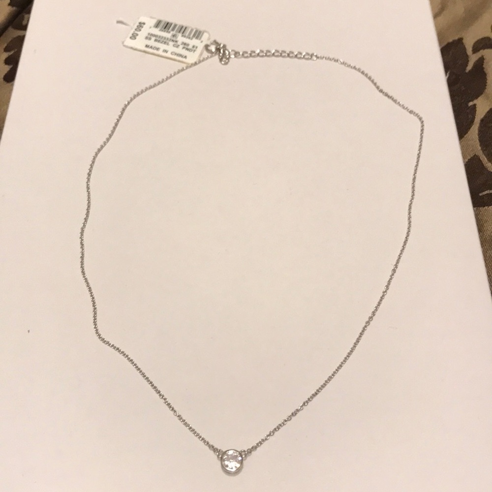 Sterling Silver Necklace & Cubic Zirconia Pendant